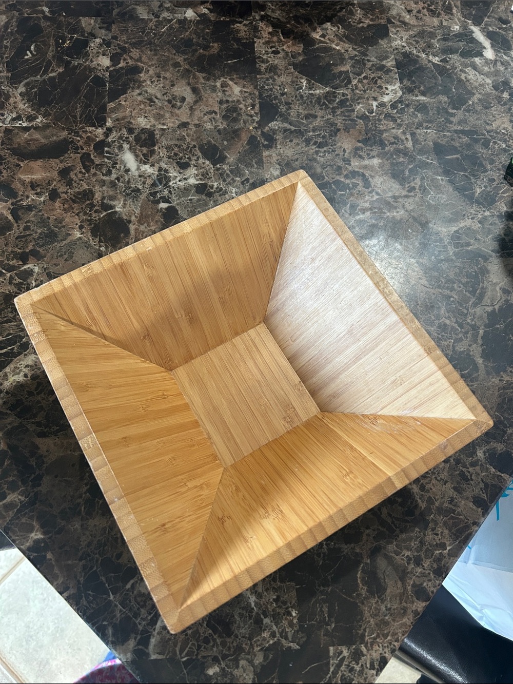 Pampered Chef Natural Bamboo Square Serving Bowl - Light Brown